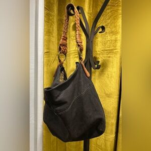 Lucky Brand Dark Brown and Tan Hobo Bag